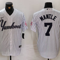 Men's New York Yankees Mickey Mantle White Replica Player Jersey1