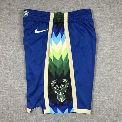 Men's Milwaukee Bucks 2022/23 Blue City Edition Basketball Shorts1