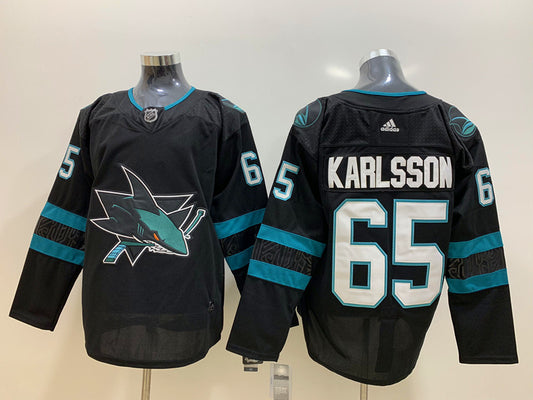 Men's San Jose Sharks Erik Karlsson #65 Black Breakaway Player Jersey1