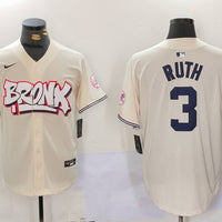 Men's New York Yankees Babe Ruth #3 Cream Limited Player Jersey1