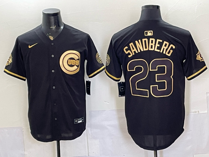 Men's Chicago Cubs Ryne Sandberg #23 Black Replica Game Jersey