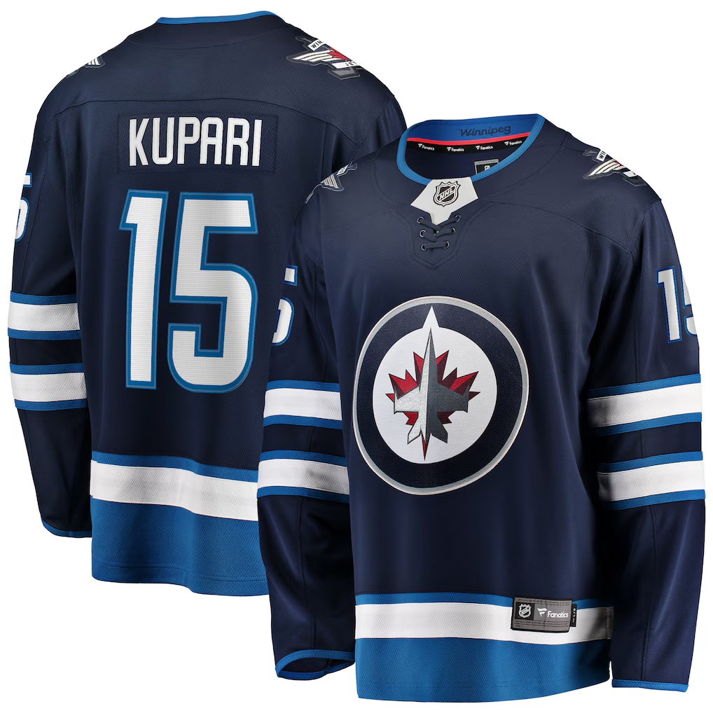 Men's Winnipeg Jets Linus Kupari #15 Fanatics Navy Home Breakaway Player Jersey