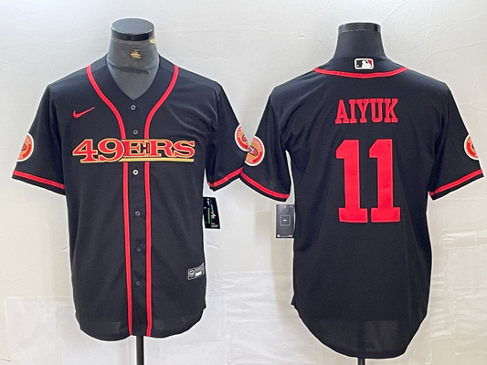 Men's San Francisco 49ers Brandon Aiyuk #11 Black Joint Edition Player Jersey1
