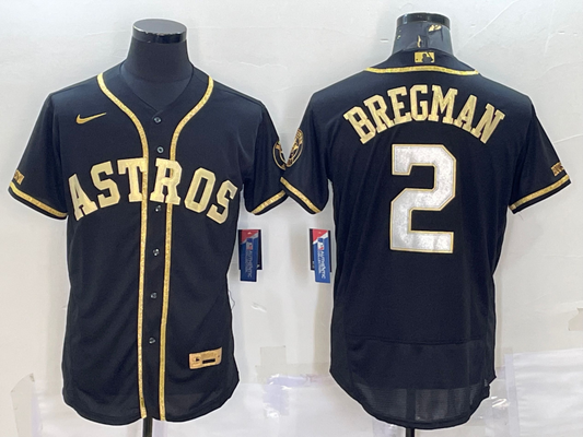 Men's Houston Astros Alex Bregman #2 Black Replica Team Jersey1
