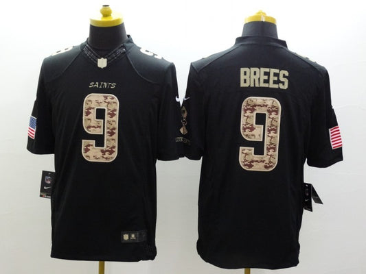 Men's New Orleans Saints Drew Brees #9 Black Team Game Jersey1
