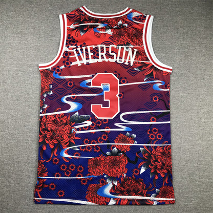 Men's Philadelphia 76ers Allen Iverson #3 Year of Rabbit Edition Hardwood Classics Swingman Jersey1
