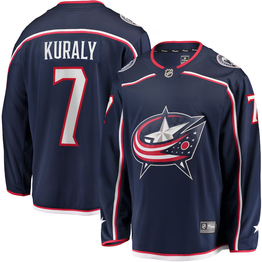 Men's Columbus Blue Jackets Sean Kuraly #7 Navy Home Breakaway Player Jersey1
