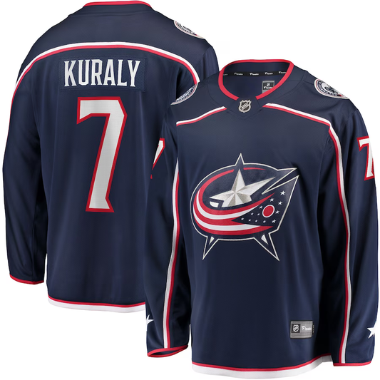 Men's Columbus Blue Jackets Sean Kuraly #7 Navy Home Breakaway Player Jersey1