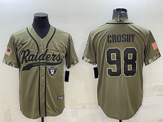 Men's Las Vegas Raiders Maxx Crosby #98 Olive 2022 Salute To Service Limited Jersey1 Joint Edition