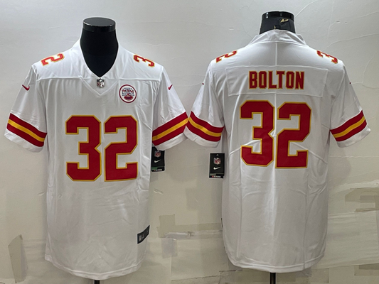 Men's Kansas City Chiefs Nick Bolton #32 White Game Jersey1