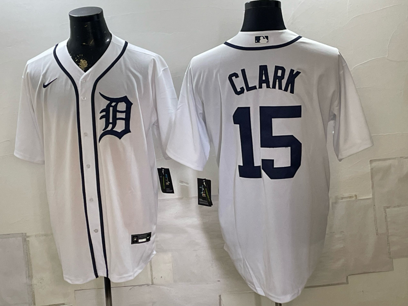 Men's Detroit Tigers Max Clark #15 White Home Replica Jersey