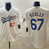 Men's Los Angeles Dodgers Vin Scully #67 White 2026 Gold Collection Stadium Jersey