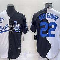 Men's Los Angeles Dodgers Bad Bunny #22 White/Black Replica Baseball Jersey1