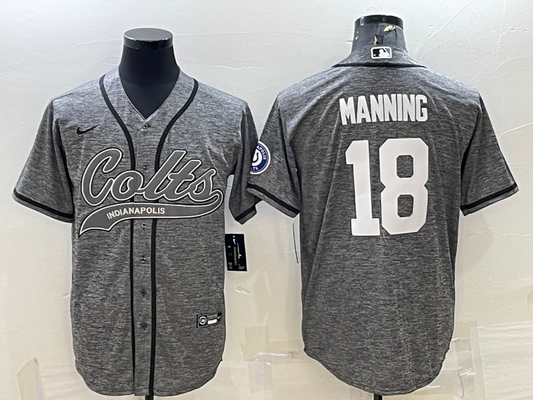 Men's Indianapolis Colts Peyton Manning #18 Gray Game Jersey1 Joint Edition
