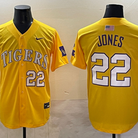 Men's LSU Tigers Jared Jones #22 Yellow Replica Player Jersey