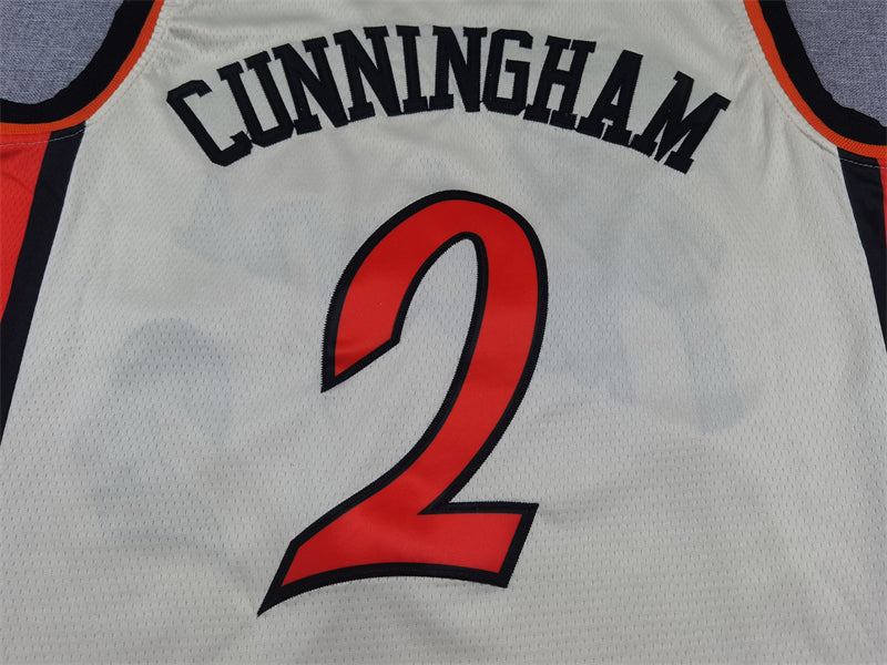 Men's Detroit Pistons Cade Cunningham #2 White 2024/25 Swingman Jersey1 - City Edition
