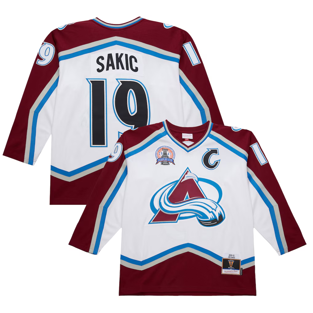 Men's Colorado Avalanche Joe Sakic #19 White 2000-01 Power Play Jersey