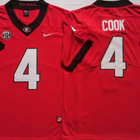 Men's Georgia Bulldogs James Cook #4 Red Player Game Jersey