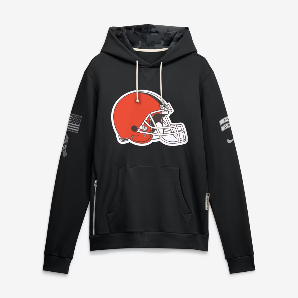 Men's Cleveland Browns Black 2026 Salute to Service Sideline Dri-FIT Pullover Hoodie