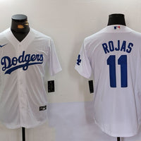 Men's Los Angeles Dodgers Miguel Rojas #11 White Replica Player Jersey1