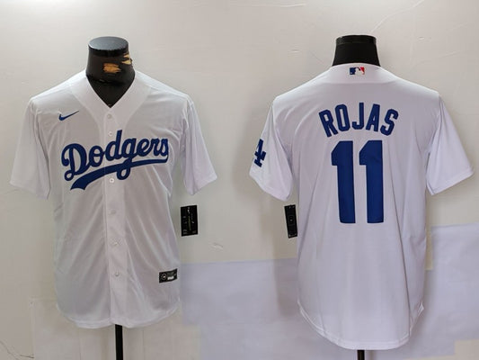 Men's Los Angeles Dodgers Miguel Rojas #11 White Replica Player Jersey1