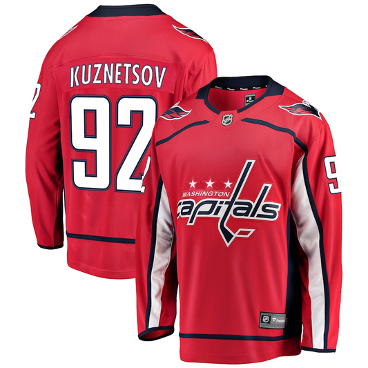 Men's Washington Capitals Evgeny Kuznetsov #92 Red Home Breakaway Player Jersey1