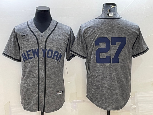 Men's New York Yankees Giancarlo Stanton #27 Gray Replica Team Name Jersey1