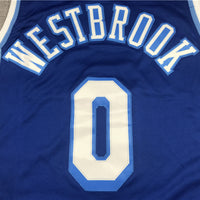 Men's Los Angeles Lakers Russell Westbrook Blue Hardwood Classic Swingman Jersey1