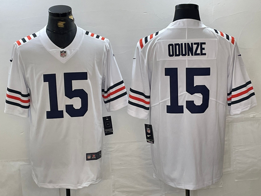 Men's Chicago Bears Rome Odunze #15 White 2024 NFL Draft 2nd Alternate Game Player Jersey1