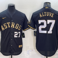 Men's Houston Astros Jose Altuve #27 Black Replica Authentic Jersey1