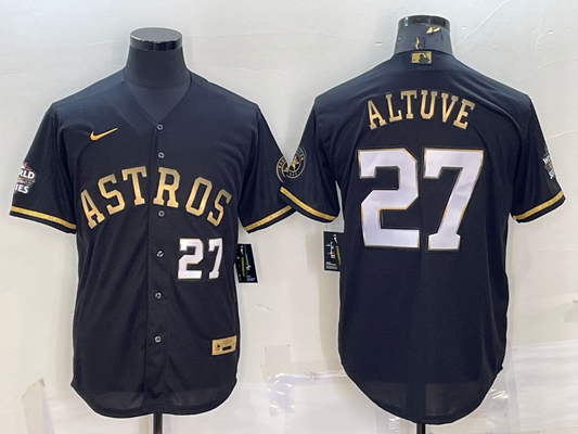 Men's Houston Astros Jose Altuve #27 Black Replica Authentic Jersey1