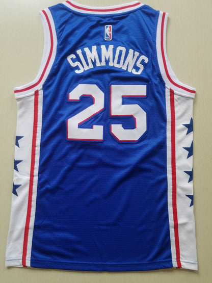 Men's Philadelphia 76ers Ben Simmons #25 Blue Fast Break Replica Jersey1