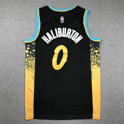 Men's Indiana Pacers Tyrese Haliburton #0 Black 2023/24 Swingman Jersey1 - City Edition