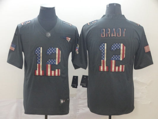 Men's New England Patriots Tom Brady #12 Black Player Jersey1