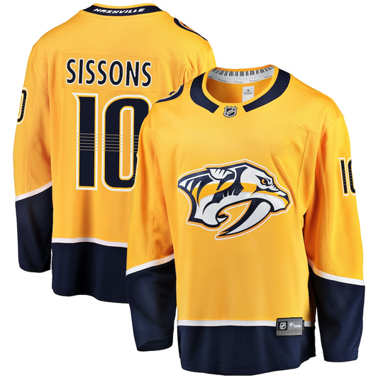 Men's Nashville Predators Colton Sissons #10 Gold Breakaway Player Jersey1