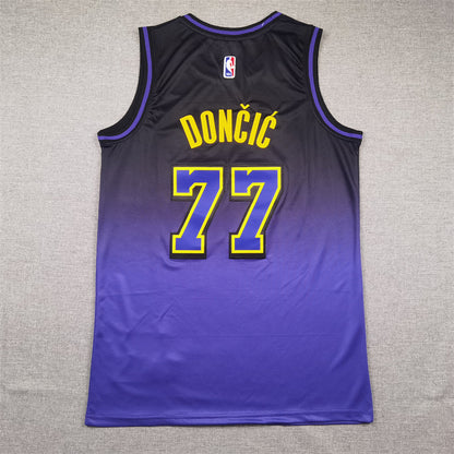 Men's Los Angeles Lakers Luka Doncic #77 Purple 2024/25 Swingman Player Jersey1 - City Edition