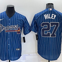 Men's Atlanta Braves Austin Riley #27 Blue Replica Player Jersey1