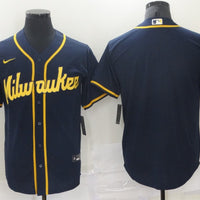 Men's Milwaukee Brewers Navy Replica Blank Jersey1