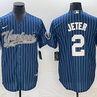 Men's New York Yankees Derek Jeter #2 Blue Player Jersey1 Joint Edition
