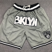Men's Brooklyn Nets Gray Basketball Retro Shorts1