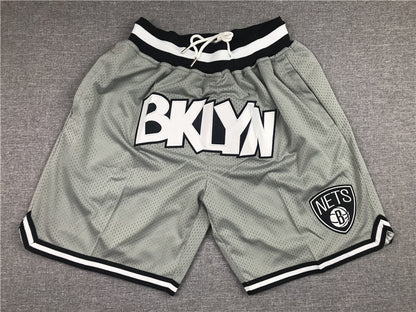 Men's Brooklyn Nets Gray Basketball Retro Shorts1