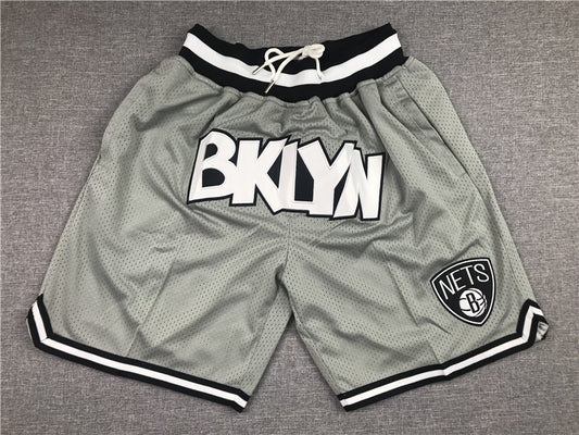 Men's Brooklyn Nets Gray Basketball Retro Shorts1