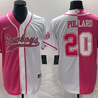 Men's Dallas Cowboys Tony Pollard #20 Pink/White Game Jersey1 Joint Edition