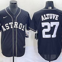 Men's Houston Astros Jose Altuve #27 Black Lights Out Replica Player Jersey