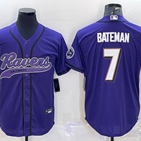 Men's Baltimore Ravens Rashod Bateman #7 Purple Game Jersey1 Joint Edition