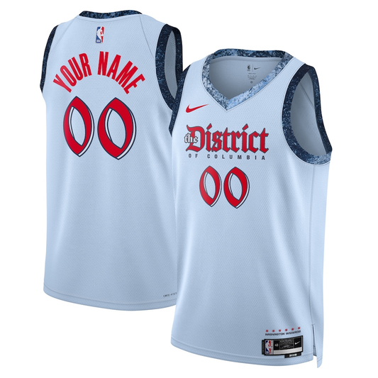 Men's Washington Wizards Powder Blue 2024/25 Custom Swingman Jersey1 - City Edition