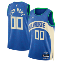 Men's Milwaukee Bucks Royal 2023/24 Custom Swingman Jersey1 - City Edition