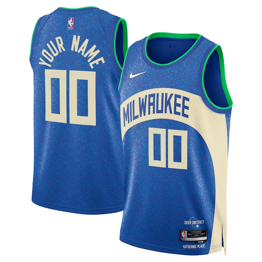Men's Milwaukee Bucks Royal 2023/24 Custom Swingman Jersey1 - City Edition