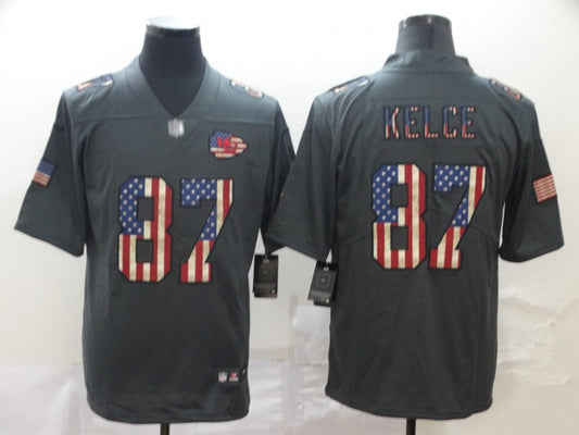 Men's Kansas City Chiefs Travis Kelce #87 Black Player Game Jersey1