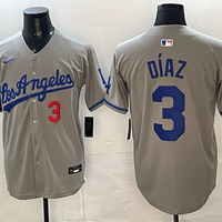 Men's Los Angeles Dodgers Edwin Diaz #3 Gray Replica Player Jersey